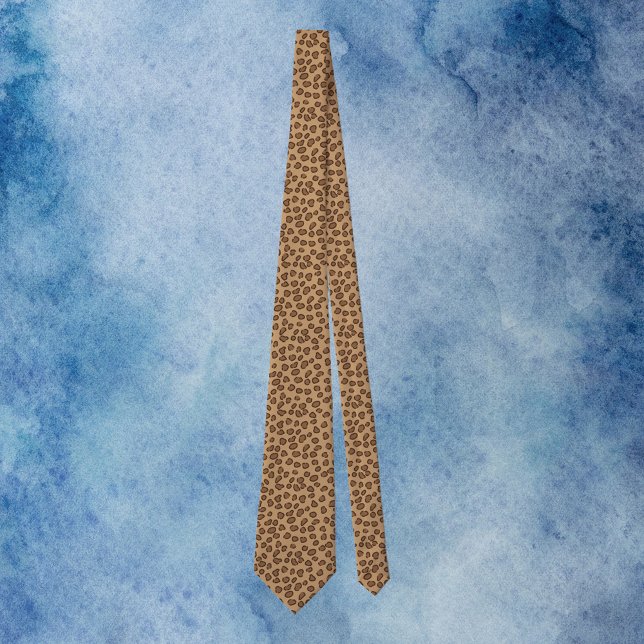 Cravate Leopard Motif Brown (A tie with a brown leopard print pattern.)