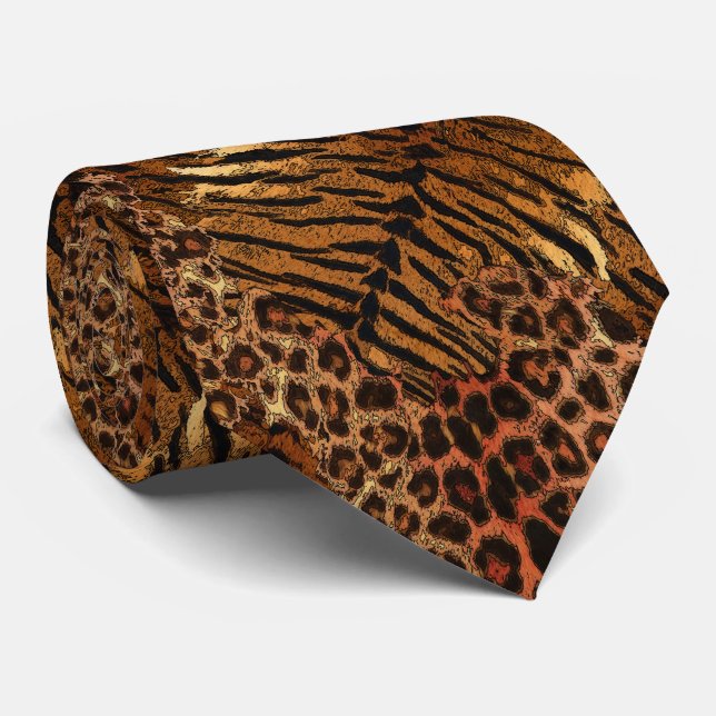 Cravate Leopard tiger skin trendy spotted striped cat (Roulé)