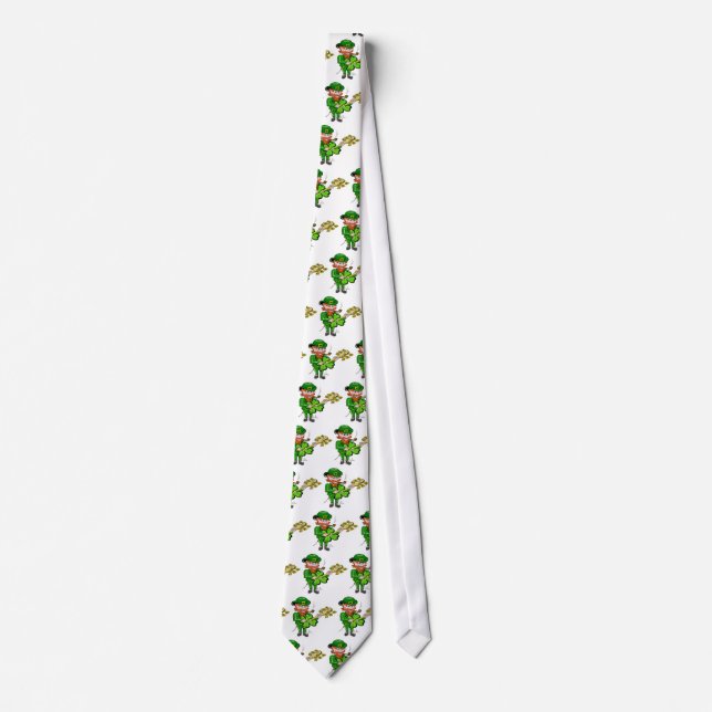 Cravate Leprechaun St. Patricks Jour 4 feuilles Clover Gui (Devant)