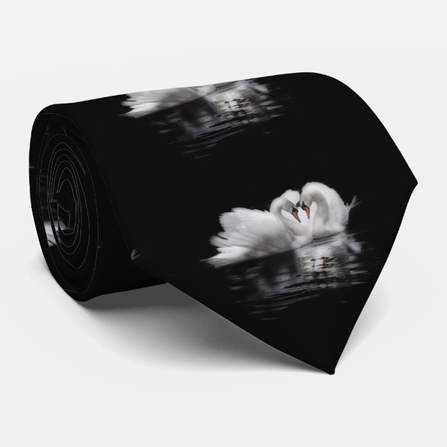 Cravate Les cygnes de Saint-Valentin (Roulé)