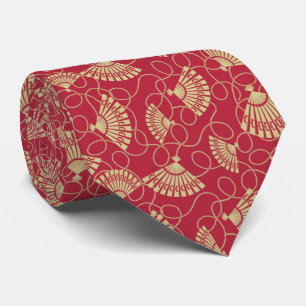 Cravate Les fans d'or japonais en rouge