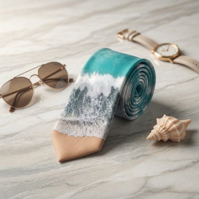 Cravate Les vagues de la mer balayent la plage de sable (Créateur téléchargé)