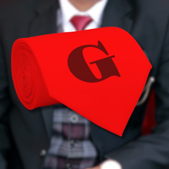 Cravate LETTRE ROUTE FROIDE MODÈLE MONogramme | Rouge (Créateur téléchargé)