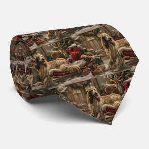 Cravate Lévrier Afghan Noël Fêtard