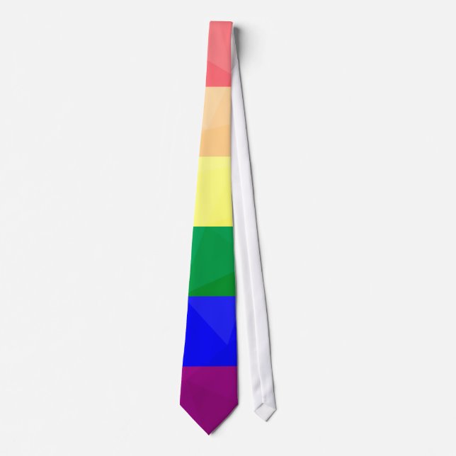 Cravate LGBT drapeau arc-en-ciel lignes motif de maillage  (Devant)