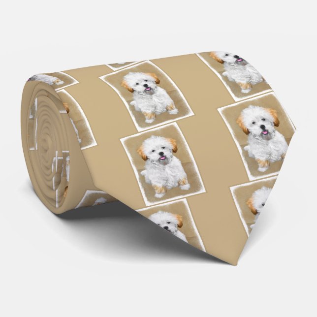 Cravate Lhasa Apso Puppy Peinture - Cute Original Chien Ar (Roulé)