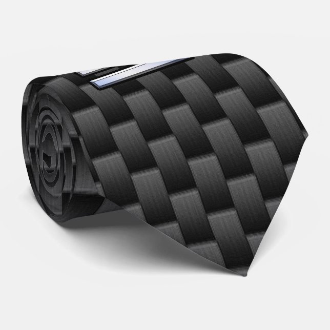 Cravate Libra Zodiac Sign on Black Carbon Fibre Print (Roulé)