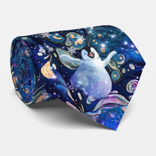 Cravate Lien de cou de flocon de neige de pingouin (Roulé)