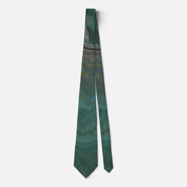 Cravate Lien en marbre vert abstrait Jade 1 (Devant)