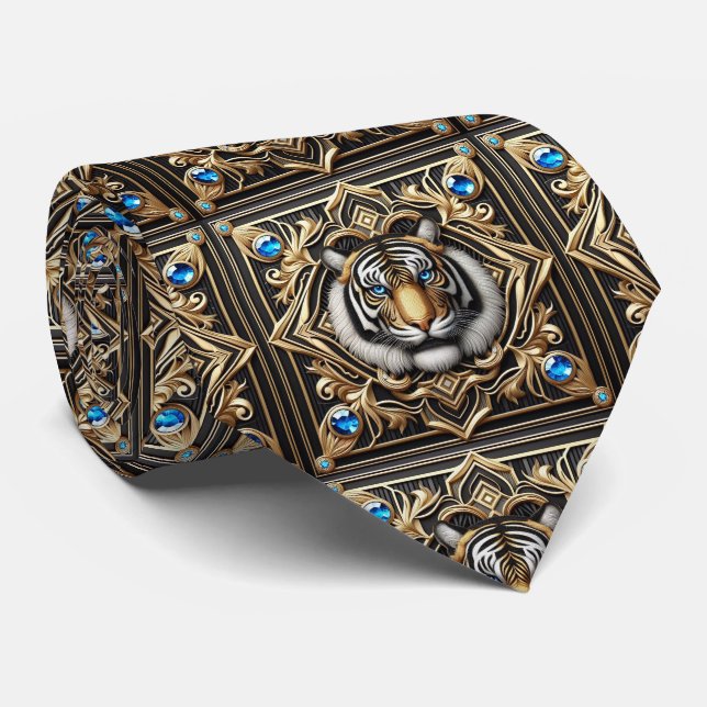 Cravate Lien Tigre Féroce | Mode Masculine pour Hommes (Roulé)