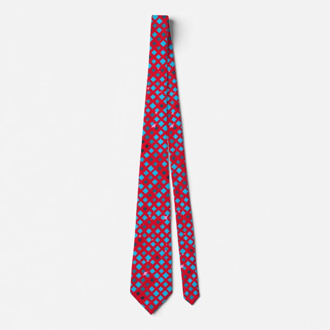 Cravate Lier Pixels Motif 01.LBlue. BG rouge (Devant)