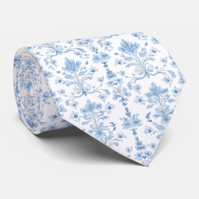 Cravate  Light blue white neck tie (Roulé)