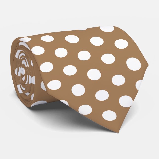Cravate Light Brown Polka Dots wedding Neck Tie (Roulé)