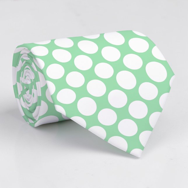 Cravate Light Green Jumbo Polka Dots Custom Necktie (Créateur téléchargé)