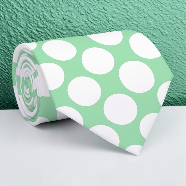 Cravate Light Green Jumbo Polka Dots Custom Necktie (Créateur téléchargé)