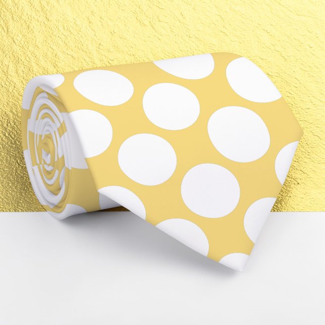 Cravate Light Yellow Jumbo Polka Dots Custom Necktie (Créateur téléchargé)