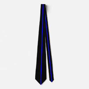 Cravate Ligne verticale mince centre bleu sur noir