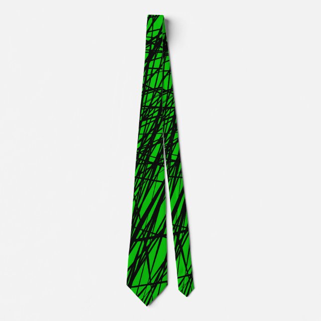 Cravate Lignes Abstraites - 02 - Vert #00CC00 (Devant)