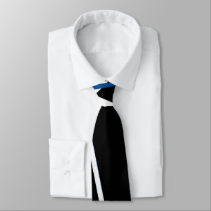 Cravate Lignes bleues et blanches Abstraites sur noir B