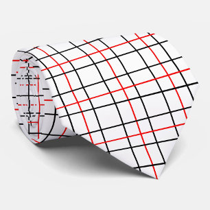 Cravate Lignes de grille noire rouge Conception de plis