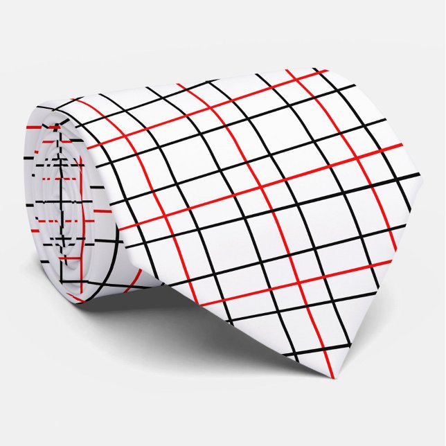 Cravate Lignes de grille noire rouge Conception de plis (Créateur téléchargé)