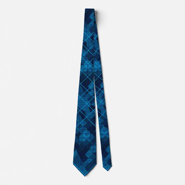 Cravate Lignes et patchs motif en bleu noir BG (Devant)