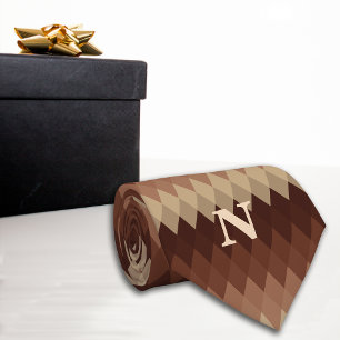 Cravate Lignes géométriques rétro Monogramme Brown