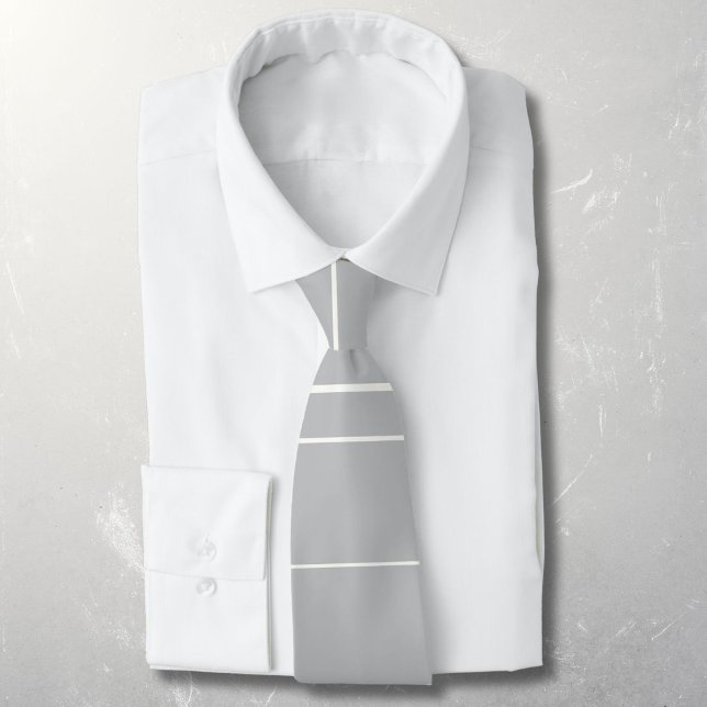 Cravate Lignes horizontales, bandes blanches sur gris (Créateur téléchargé)