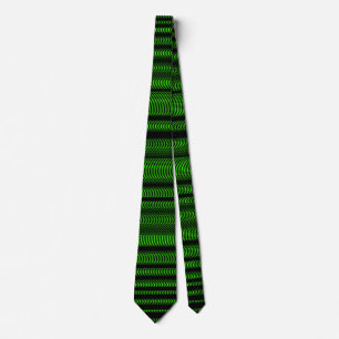 Cravate Lignes Vastes Noires - Sur Vert