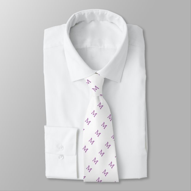 Cravate Lilac Monogramme personnalisé  (Attaché)
