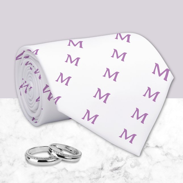 Cravate Lilac Monogramme personnalisé  (Créateur téléchargé)
