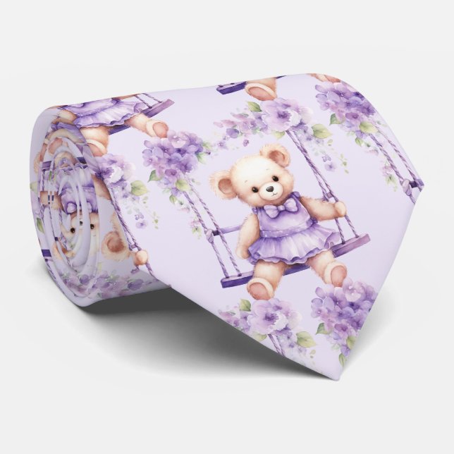 Cravate Lilac Purple Teddy Bear (Roulé)
