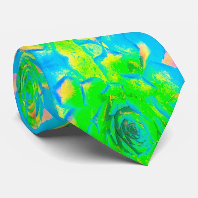 Cravate Lime Green Chartreuse Succulent Sedum Rosette (Roulé)