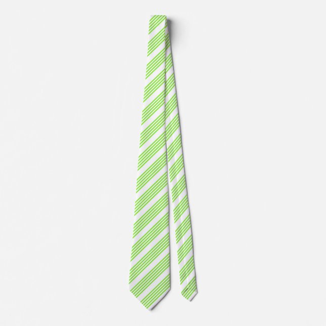 Cravate Lime vert et blanc cinq bandes motif (Devant)