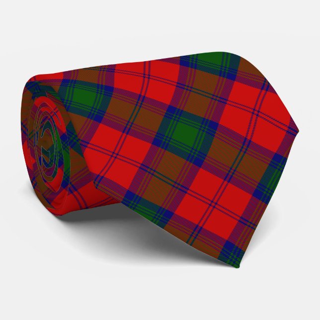 Cravate Lindsay tartan rouge vert plaid (Roulé)