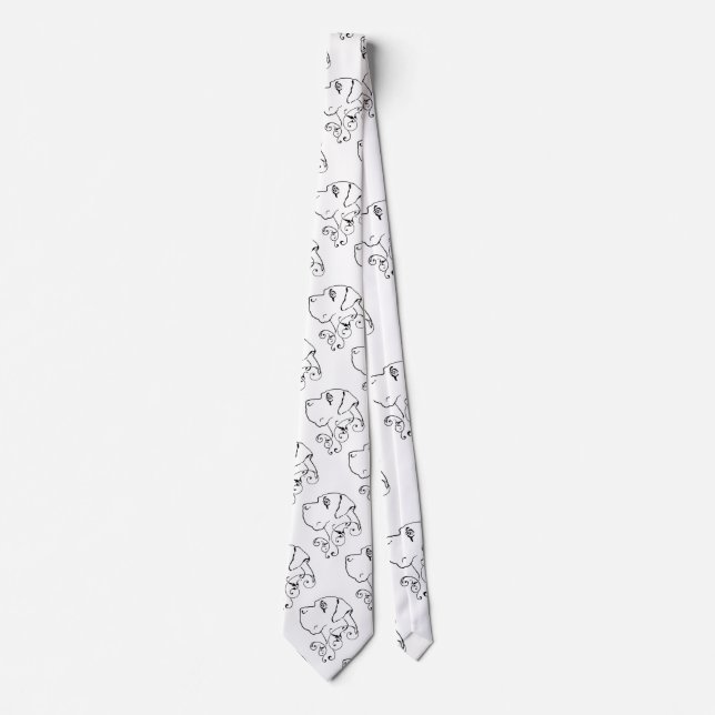 Cravate Line Drawing Great Dane Head Neck Tie (Devant)