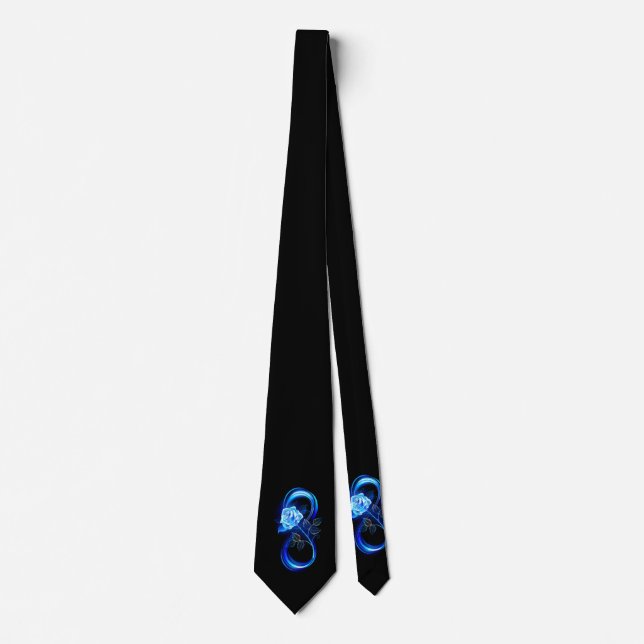Cravate L'infini lumineux avec une rose bleue (Devant)
