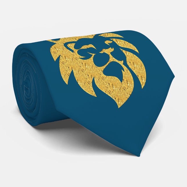 Cravate Lion Avec Couronne - Or Style 1 (Roulé)