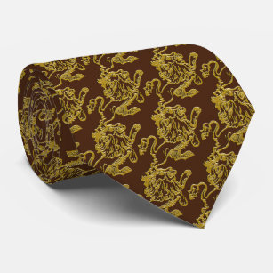 Cravate Lion d'or sur le Brown de chocolat
