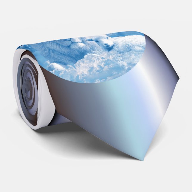 Cravate Lion et agneau dans les nuages (Roulé)