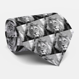 Cravate Lion noir blanc