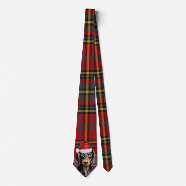 Cravate Lisseur de vacances de chien de Dachshund Plaid de (Devant)