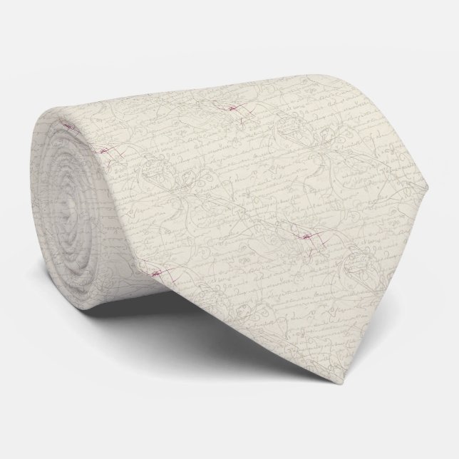 Cravate Littérature de texte manuscrit cursif parchemin su (Roulé)