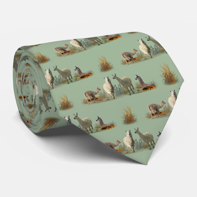 Cravate Llama Meadow Tie (Vert clair) (Roulé)