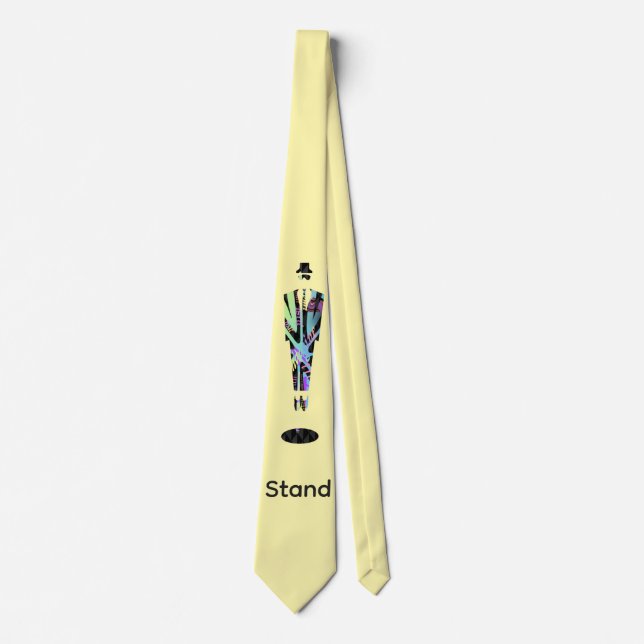 Cravate Logo debout Homme solitaire jaune  (Devant)
