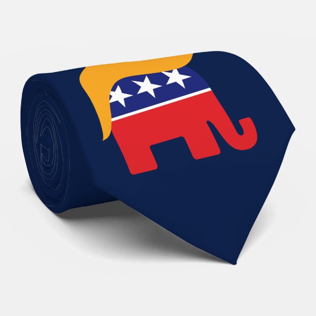 Cravate Logo d'éléphant de GOP de cheveux de Donald Trump (Roulé)
