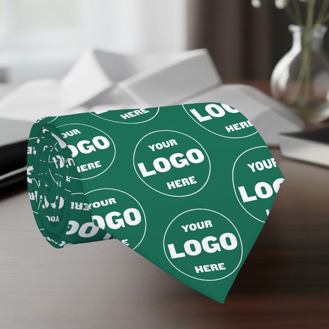 Cravate Logo personnalisé Émeraude Vert - Marque Professio (Custom Logo Emerald Green - Professional Branded Neck Tie)