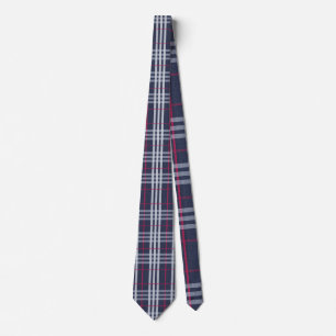 Cravate London Plaid Checked Navy Blue