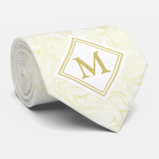 Cravate L'or et le Marbre blanc avec le Monogramme Diamant