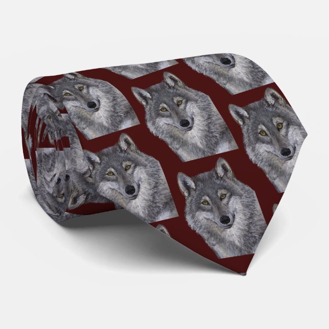 Cravate Loup gris (Roulé)